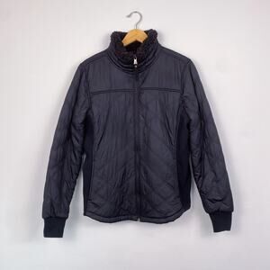 prAna Women's Quilted Lightweight Zip Up Jacket Black Large